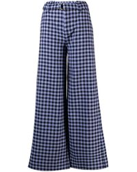 Rodebjer - Gingham-check Wide-leg Trousers - Lyst