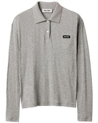 Miu Miu - Ribbed Jersey Polo Shirt - Lyst