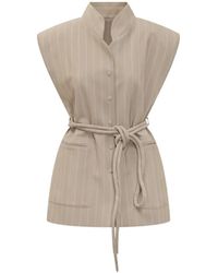 Mom's Pants - Striped Belted Jacket - Lyst