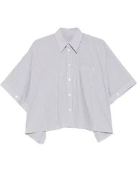 MM6 by Maison Margiela - Striped Asymmetric-Hem Shirt - Lyst