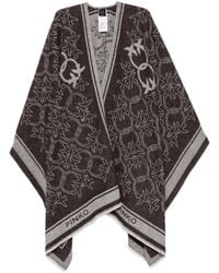 Pinko - Logo-Jacquard Fringed Poncho - Lyst