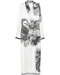 The Attico - Feather-Print Maxi Shirt Dress - Lyst