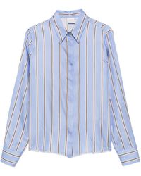 Caliban - Chemise À Rayures Verticales En Satin - Lyst