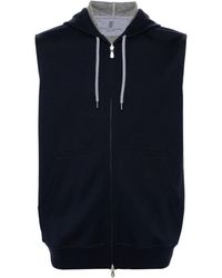 Brunello Cucinelli - Felpa Smanicata Con Cappuccio - Lyst