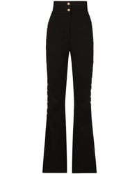 Dolce & Gabbana - Button-Detail Bootcut High-Waisted Trousers - Lyst