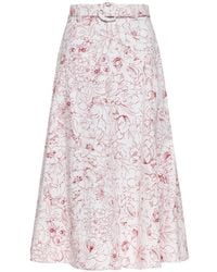 Cinq À Sept - Nala Floral-Print Belted Midi Skirt - Lyst
