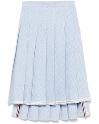 Thom Browne - Mittellanger Tweed-Rock Mit Falten - Lyst