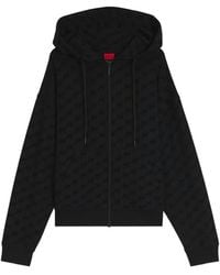 HUGO - Relaxed-Fit Hooded Jacket With Flocked-Logo Print - Lyst
