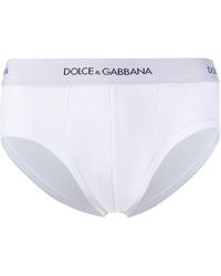 Dolce & Gabbana Elasticated Waistband Ribbed Briefs - White