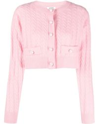 Sandro - Cable-knit Faux-pearl Cardigan - Lyst