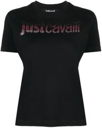 Just Cavalli - T-shirt Versierd Met Stras - Lyst