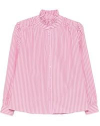 MAISON 123 - Striped Ruffled-Collar Blouse - Lyst