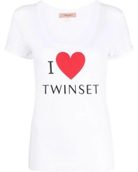 Twinset - Logo-Detail Cotton T-Shirt - Lyst