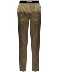 Tom Ford - Logo-waistband Satin Pajama Trousers - Lyst