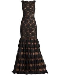 Tadashi Shoji - Boat Neck Embroidered Tulle Gown - Lyst