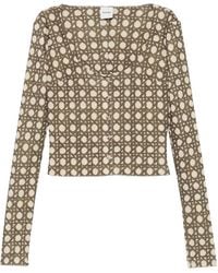 Nanushka - Cropped Geometric-Print Cardigan - Lyst