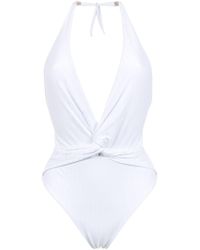 Brigitte Bardot Aline halter neck swimsuit - Bianco