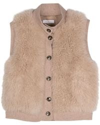 Liska - Gilet Met Geribbelde Afwerking En Bont - Lyst