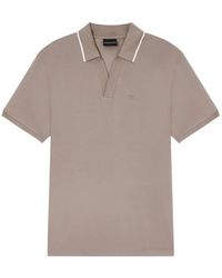 Emporio Armani - Piqued V-Neck Polo Shirt - Lyst