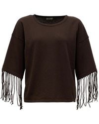 Herno - Jersey Con Ribete De Flecos Y Cuello Redondo - Lyst