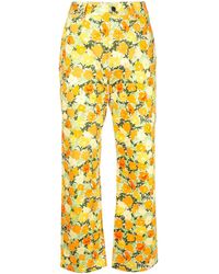 Simon Miller Vaqueros rectos con motivo floral - Naranja