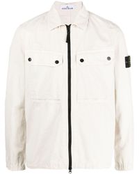 Stone Island - Compass-patch Cotton Shirt Jacket - Lyst