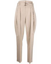IRO - Cream Belted High-waist Trousers - Lyst