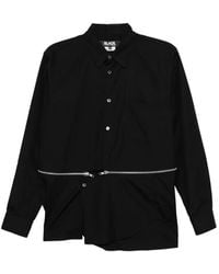COMME DES GARÇON BLACK - Zip-Detail Cotton Shirt - Lyst