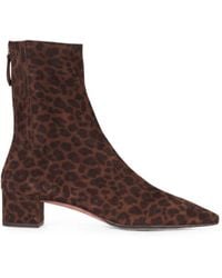 Aquazzura - Saint Honoré Leopard-Print Suede Ankle Boots - Lyst