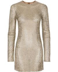 Dolce & Gabbana - Crystal-Embellished Mesh Minidress - Lyst