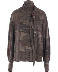 Ziggy Chen - Blouse Met Patchwork En Gestrikte Hals - Lyst