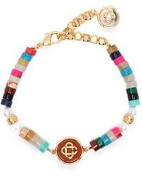 CASABLANCA - Beaded Logo-Plaque Bracelet - Lyst