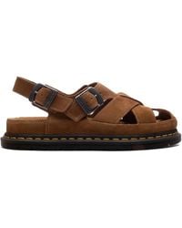 Dr. Martens - Buckle-Detail Suede Flat Mules - Lyst