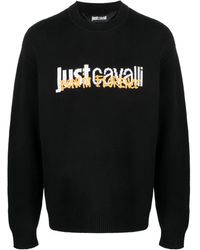 Just Cavalli - Intarsia Knit Logo Cotton Jumper - Lyst