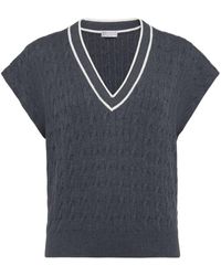 Brunello Cucinelli - Cable-knit Cotton Vest - Lyst