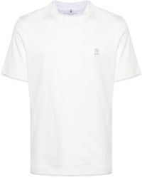 Brunello Cucinelli - T-shirt Met Gelaagde Rand - Lyst