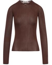 Miu Miu - Ribbed Long-Sleeve T-Shirt - Lyst