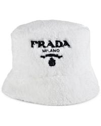 Prada - Triangular-Logo Sherpa Hat - Lyst