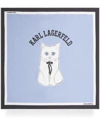 KARL LAGERFELD - Ikon Choupette Print Silk Scarf - Lyst