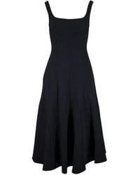 Vince - Square-Neck Panelled Midi Dress - Lyst