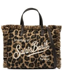 MC2 Saint Barth - Borsa Tote Colette Leopardata Con Frange - Lyst