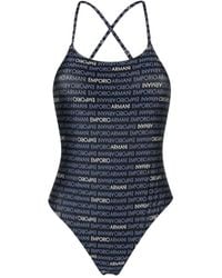 Emporio Armani - Logo-print Swimsuit - Lyst