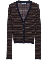 Prada - Cardigan En Cachemire Et Soie À Rayures - Lyst
