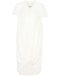 MM6 by Maison Margiela - Robe Mi-Longue Drapée À Col V - Lyst