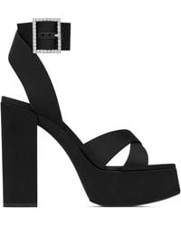 Saint Laurent - Silk Sandals For With 13Cm Heel Height And Platform For Ss24 - Lyst