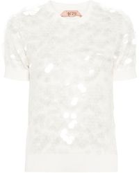 N°21 - Sequinned Cotton T-shirt - Lyst