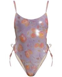 DIESEL - Floral-Print Lace-Up Swimsuit - Lyst