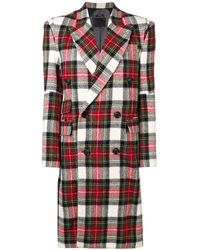 R13 Oversized Plaid Coat - Red