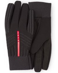 Prada Gants à logo intarsia - Noir