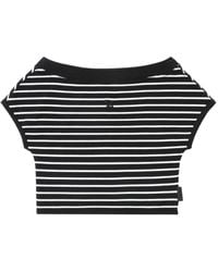 Izzue - T-shirt a righe con spalle scoperte - Lyst